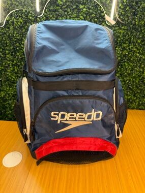 Speedo Teamster Backpack 35L  Waterproof Wet Compartment Swim Bag Navy Blue